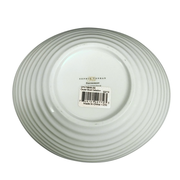 2 Portmeirion Sophie Conran Celadon Green Cereal Bowls 7.25" Ring Oval Ribbed - Picture 13 of 15